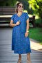 Short Sleeve V-Neck Comfortable Fit Cotton Viscose A-Line Plus Size Dress - 5