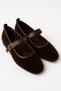 Brown Women's Ballet Flats Shoes Velvet Gold Buckled Stylish Lightweight Orthopedic Silent Sole - 2