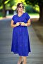 Short Sleeve V-Neck Comfortable Fit Cotton Viscose A-Line Plus Size Dress - 3