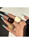 Chunky Dome Rings Set - Resin Material, Tortoise Shell and Neutral Colours - 3 pcs - 5