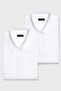 Pack of 2 White Slim Fit Easy-Iron Sweat-Comfortable Four-Season Men's Shirts