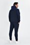 Men's Cotton Hooded Tracksuit Set Navy Blue 5739-L - 6