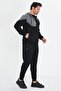 Men's Cotton Hooded Tracksuit Set Black 5739-S - 3