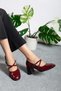 Mary Jane Block Heeled Cross Strap Stylish Women's Classic Heeled Shoes with Orthopedic Sole Detail - 2