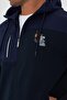 Men's Cotton Hooded Tracksuit Set Navy Blue 5739-L - 7
