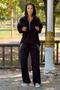Black Silver Laser Stone Tracksuit Set