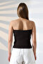 Madonna Collar Sleeveless Bodycon Crop Strapless Bustier 21922 Brown - 4