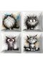 Set of 4 Cute Cat Decorative Pillowcases