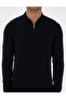 Navy Blue Slim Fit Polo Neck Zippered Basic Knitwear Sweater 50315406-Vr033 - 6