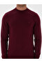 Burgundy Slim Fit Quarter Collar Basic Knitwear Sweater 50315456-Vr177 - 6