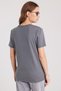Women's Loose Fit Comfortable Fit 100% Cotton Soft Textured Gray Crew Neck T-Shirt Blouse - 7