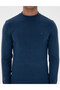 Indigo Melange Slim Fit Quarter Collar Basic Knitwear Sweater 50315456-Vr155 - 6