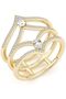 Sofia Gold 925 Silver Openwork Ring with White Zirconia - 2