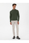 Dark Khaki Slim Fit Stand Collar Zippered Knitwear Sweater 50315752-Vr111 - 4