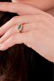 Eye Gold Plated Ladies Finger Ring With Blue and White Crystals 52 - 8