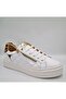 D25Ka-7305 White Genuine Leather Women's Leather Sneaker