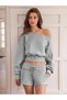 Women's Gray Stone Short Waist Crop One Shoulder Sweatshirt - Stylish and Comfortable - 3