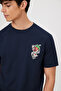 Front & Back Printed Comfort Fit T-Shirt – Navy Blue – 100% Cotton - 3