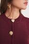 6962 Women's Gold Buttoned Knitwear Vest Claret Red - 6