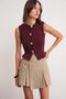 6962 Women's Gold Buttoned Knitwear Vest Claret Red