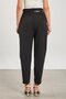 Women's Belted Carrot Fabric Trousers - Black - 5