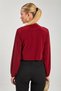 Women's Shoulder Padded Degaje Collar Blouse - Burgundy - 4