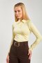 Women's Polo Neck Long Sleeve Bodysuit - Yellow