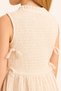 Girl's Wrap Neckline Beige Sleeveless Dress with Bow |   Girl's Dress - 4