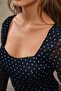 Heart Neckline Printed Long Sleeve Top - 5