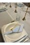 Polyester Linen Gold Pique Detailed Off-White Napkin 40X40 - 6 Pieces - 2