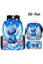 3 Piece Stitch School Bag Set Floral Star Girl's Stitch School Bag Set with Pencil Holder