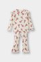 F3714 Ecru Baby Girl 2-Piece Set Floral Ribbed Camisole Sweatshirt Flared Leggings