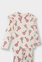 F3714 Ecru Baby Girl 2-Piece Set Floral Ribbed Camisole Sweatshirt Flared Leggings - 3