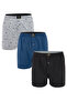 Men's 3-Piece Patterned Cotton Combed Long Buttoned Elastic Waist Boxer