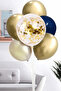Midnight Blue Gold White Balloon Set 48 Pieces Pastel Metallic Chrome Transparent Birthday Party Decoration - 3