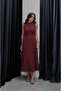Burgundy Dress with Belt Detail - 3