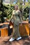 Women's Plus Size Boat Neck Asymmetrical Cut Flexible Tracksuit Set with Finger Loop Detail 24902 - 3
