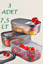 3-Piece 7.5 Liter Detergent Tablet Storage Box with Stripes - Food and Vegetable Container with Sliding Lid