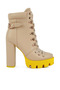 Women Cushion Collared Biker Boot in Beige - 2