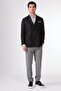 Men's Slim Fit Pointed Collar Black Jacket - 3