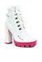 Women Cushion Collared Biker Boot in White - 2