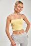 Women's Strap Tank Top with Chest Pads - Yellow - 2