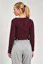 Women's Long Sleeve Cardigan with Tie Front - Plum - 5
