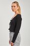 Women's Long Sleeve Tie Front Cardigan - Black - 4