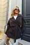 Bitter Brown Oversize Off Shoulder Short Trench - 9580 - 7