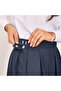 Navy pleated skirt with side zip closure - 5