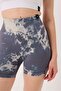 Seamless Sports Shorts Tie-Dye Patterned Stitch-Free Push up Effect Flexible and Shaping / Sculpting Leggings - 6