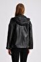 Maroquin Leather Gaga Women's Hooded Leather Coat - 6