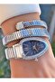 Silver Color Black Dial Snake Watch, Wrap Around Watch, Women's Wristwatch - 2