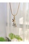 Women's Steel Legs Cut Off the Ground Embracing Couple Necklace - 2